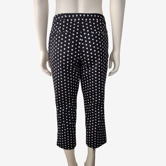 Worthington Black Mid Rise Geometric Square Print Capri Pants Size 8 - Picture 6 of 11